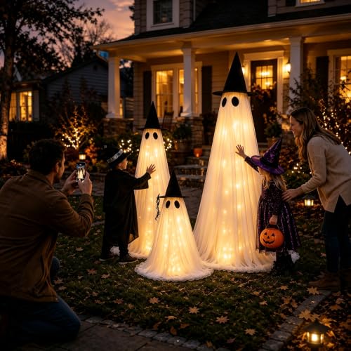 Halloween Decorations Outdoor (3 PCS Led Ghost 6+5+2.6FT)