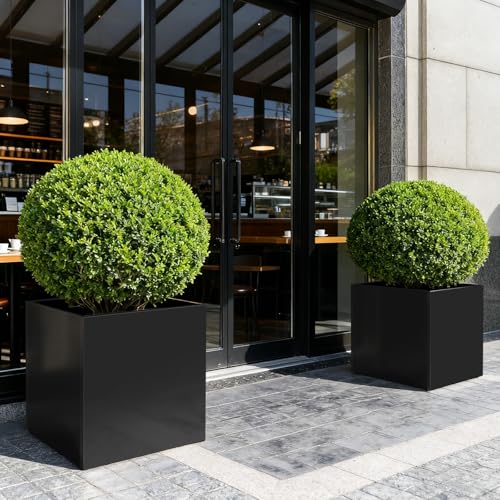 Metal Planter Box for Outdoor Plants 26" L x 26" W x 26"
