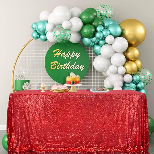 Sequin Tablecloth 90x156 Inch Red for Christmas Wedding Party