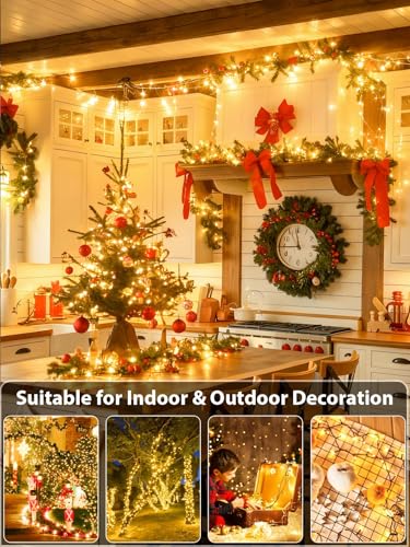2 Pack Extendable Christmas String Lights Indoor Outdoor 200 LED Warm White