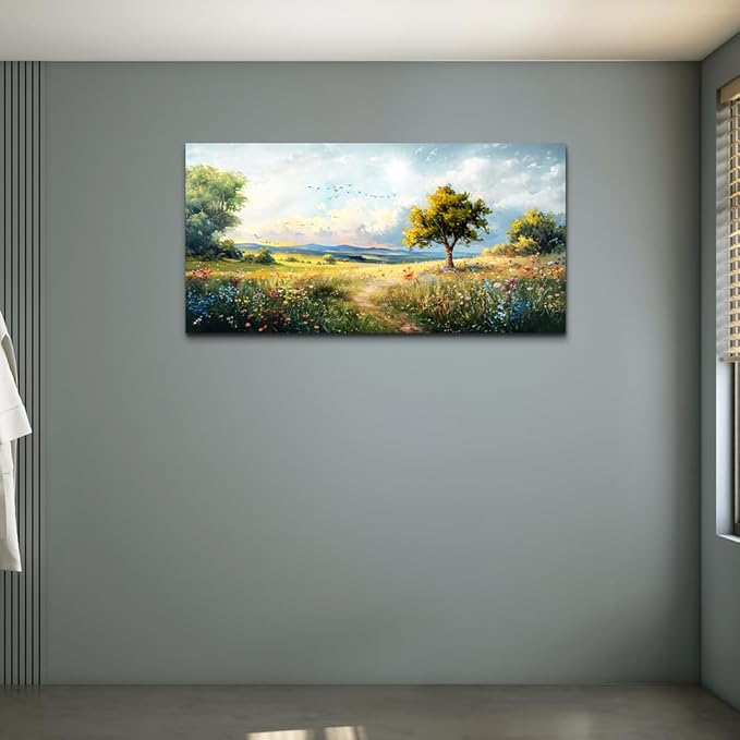 Wapluam Large Wall Art For Living Room Wall Decor For Bedroom Office Decorations Pastoral Wall Paintings Scenery Abstract Watercolour Farmhouse Pictures Modern Posters Canvas Prints Artwork Home Decor