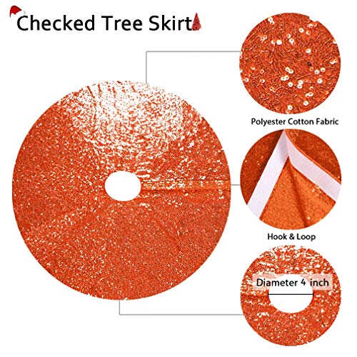 24 Inch Sequin Tree Skirt Christmas Skirts for Xmas Hawaii Rustic Cartoon Elegant Halloween Trees