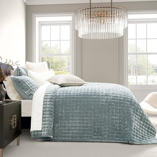 Channel Box Stitch Velvet Quilt Set