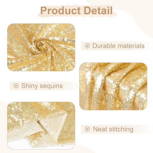 Sequin Tablecloth 60x120 Inch Light Gold for Wedding Party