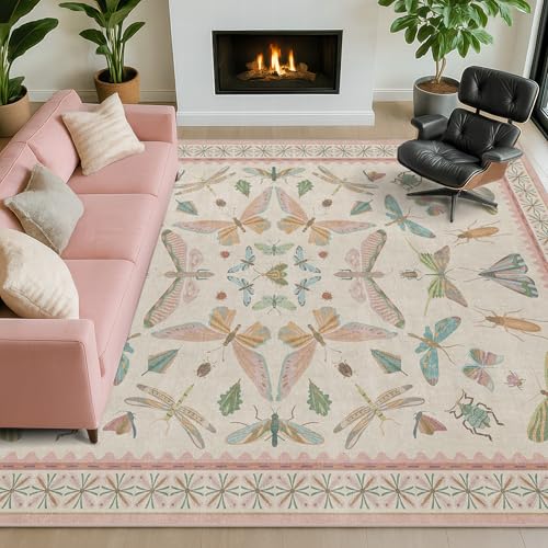 Floral Pink Rugs for Bedroom Girls 6x9 (54 Sq Ft)