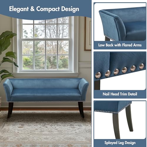 Accent Bench Upholstered with Nailhead Trim