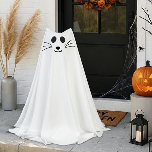 1 Packs Spooky Ghost Halloween Cat Decor Indoor for Birthday Party (1 Pack Ghost Cat)