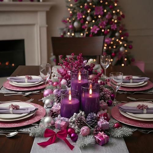 Purple Glass Flameless Candles (3 Count)
