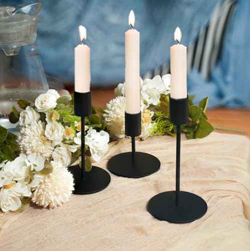 Black Candlestick Holders Bulk for Taper Candles Decorative Metal Candelabra Candle Holders Fit 0.8 Inch Diameter Candles Gold Taper Candle Stands for Wedding Home Party Table Decor (18 Count)