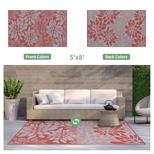 Outdoor Rug Waterproof Plastic Rugs for Patio (40 Sq Ft)