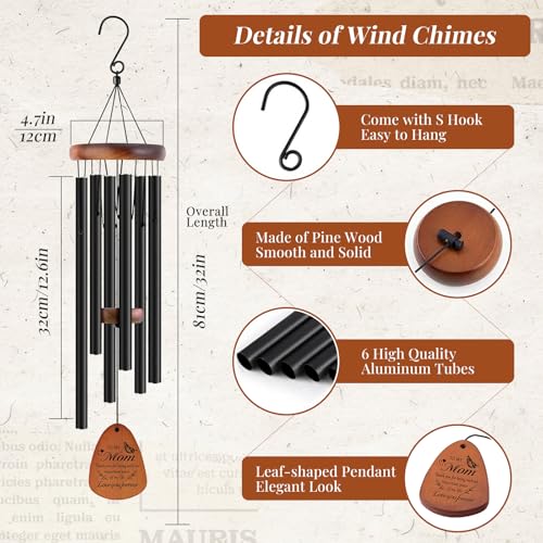Mother's Bouquet Memorial Wind Chime with Black Tube Decorative Gift