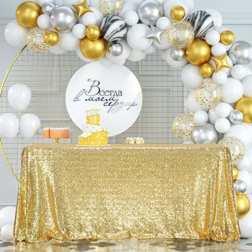 Sequin Tablecloth 60x120 Inch Gold for Wedding Party