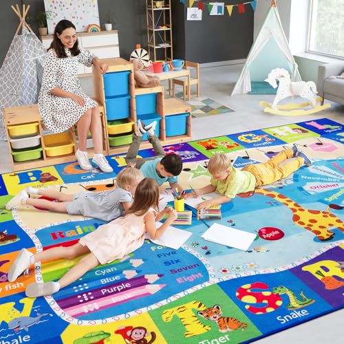 4x6 Playroom Rugs for Kids Washable