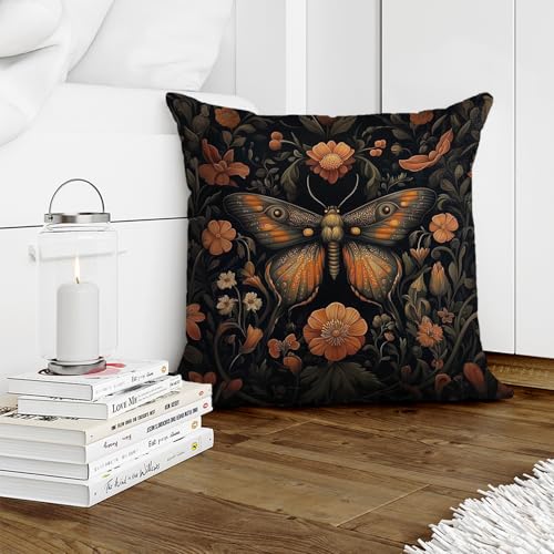 William Morris Abstract Vintage Floral Velvet Butterfly Design Throw Pillow Covers Home Decor