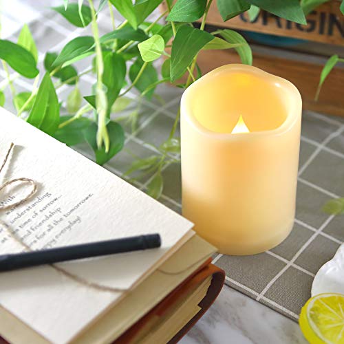 Outdoor Battery Operated Flameless Candles with Remote Timer D3”xH4” 3 PCS (3 Count)
