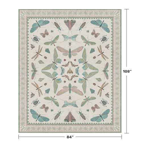 7x9 Green Butterfly Rugs for Kids Bedroom (63 Sq Ft)