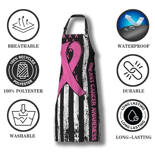 Cooking Apron for Women Breast Cancer Awareness Funny Aprons for Men for Kitchen Restaurant BBQ Painting Crafting Gardening 27”