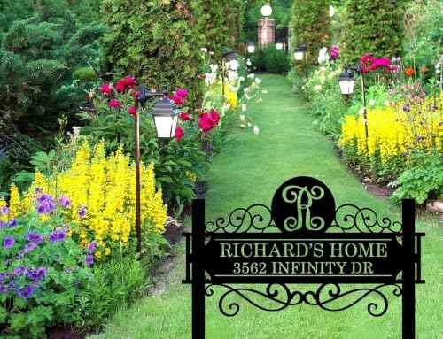 Custom Metal Split Letter Family Name Sign with Stake
