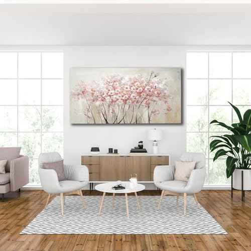 Home Decor Pink Blossom Hand Painted 30x60 Inch Colorful Wall Art Large Canvas Wall Art for Living Room Bedroom Office Kitchen