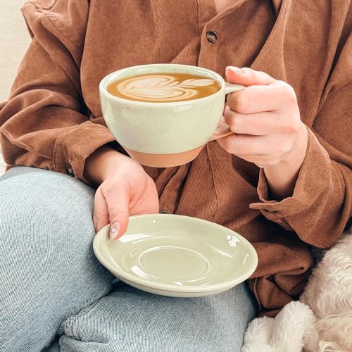 Ceramic Latte Art Mug With Saucer