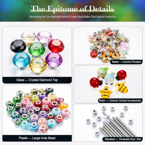 264Pcs Beaded Animal Garden Stakes Fairy Wand 12in Threaded Rods (264 Count)