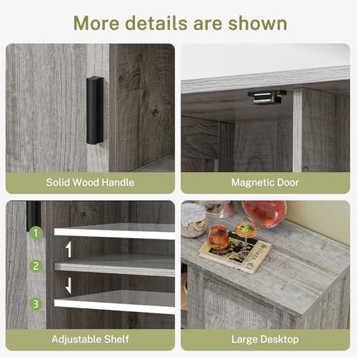 Storage Cabinet with 2 Doors and 4 Adjustable Shelves