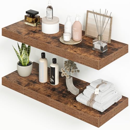 Floating Shelves 23.6" W x 9.3" D Brown Set of 2 (2 Count)