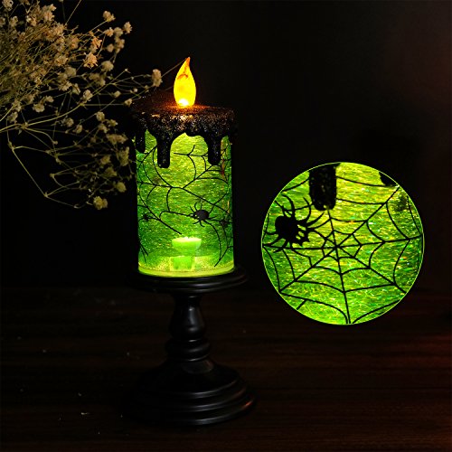Spider Halloween Snow Globe Flameless Candle Battery Operated