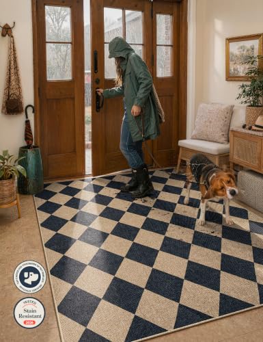 Checkered Easy Jute 5x7 Area Rugs