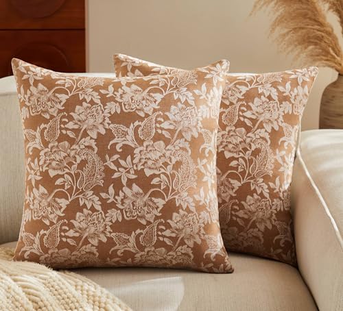 Floral Jacquard Throw Pillow Covers Set of 2 (2 Count)