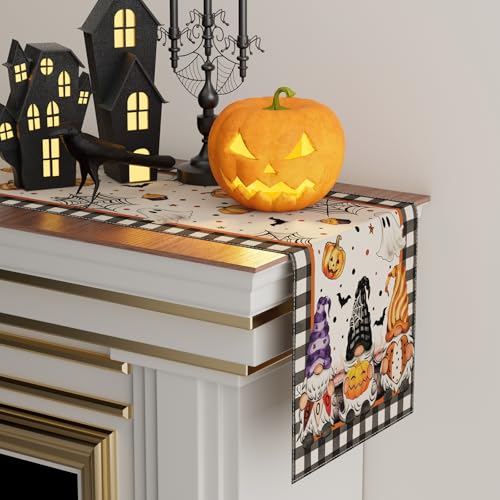 Halloween Gnome Table Runner for Table Decoration 13x60 Inch