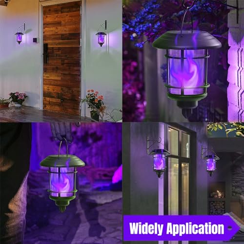 Solar Purple Flame Wall Lanterns (2 Count)