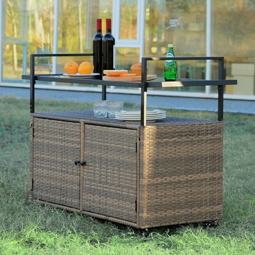 Wicker Outdoor Bar Cart