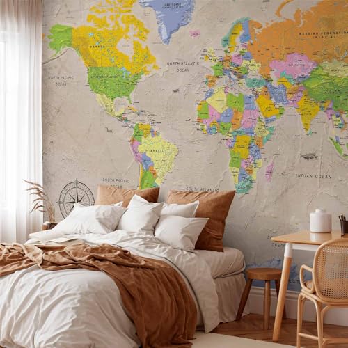 Wall Mural World Map 96x69 in (46.17 Sq Ft)
