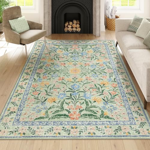 Washable Floral 6x9 Rug