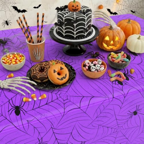 6 Pack Halloween Spiderweb Plastic Tablecloth 54" x 108"