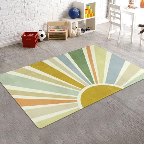 Boho Washable Rug 3'x5' Kids Area Rug for Playroom