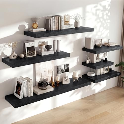 72 x 12 Deep Floating Shelves Wall Mounted Set of 1 Black
