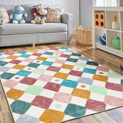 3x5 Washable Playroom Rug Kids Room Nursery Classroom Rug Confetti (15 Sq Ft)