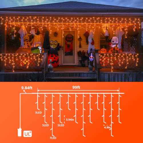 Orange Lights for Halloween (99 Foot)