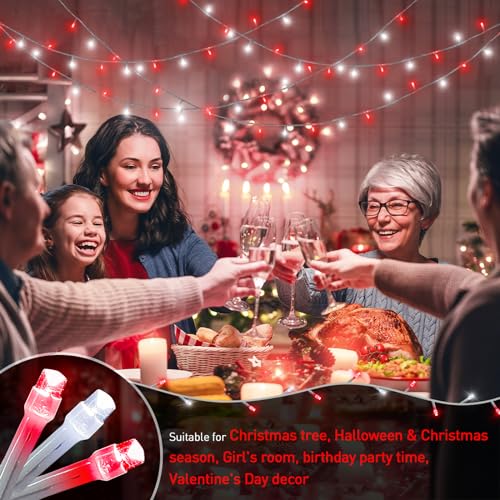 200 LED Red and White String Lights Indoor Outdoor (66 Foot)