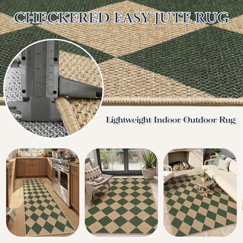 Checkered Easy Jute 3x5 Outdoor Patio Rug (18.148 Sq Ft)