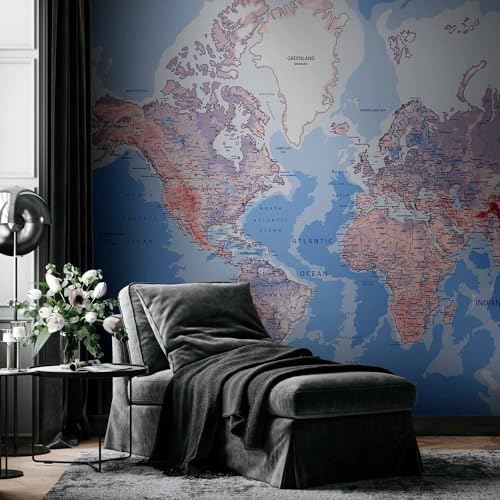 Wall Mural World Map 135x101 in (94.5 Sq Ft)