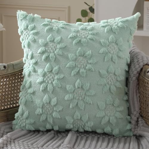 Spring Summer Pillow Covers 20x20 inch Set of 2 Green Sunflower (2 Count)