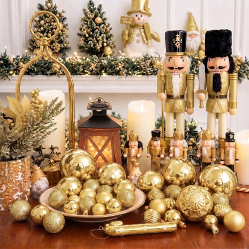 24ct Gold Christmas Ornaments for Tree Decorations (24 Count)
