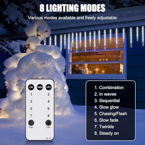 Icicle Lights for Outside with Remote (100 Count)