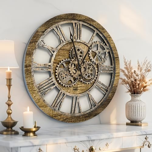 The Gears Clock The Original Real Moving Gear Wall Clock Vintage Industrial Oversized Rustic Farmhouse