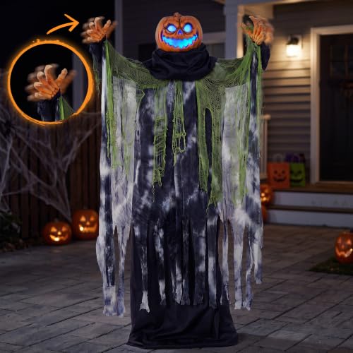72" Halloween Decorations Outdoor Life Size Animatronics Ghost Pumpkin Decor