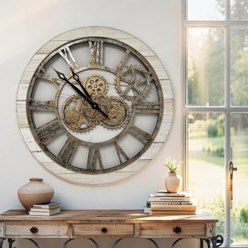 The Gears Clock The Original Real Moving Gear Wall Clock Vintage Industrial Oversized Rustic Farmhouse