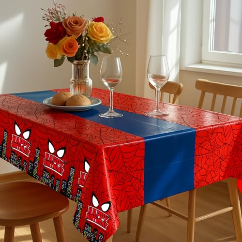 8Pcs 2in1 Spider Birthday Decorations Tablecloths (8 Count)